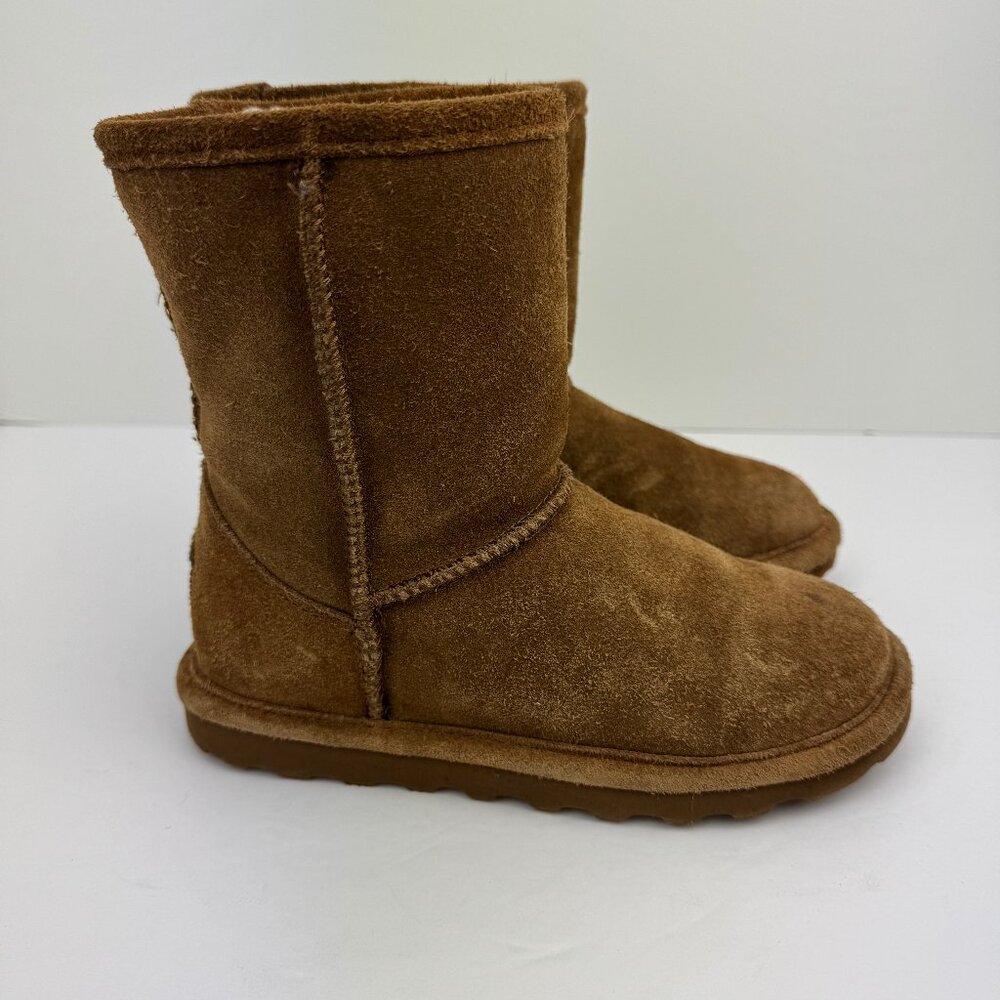 BearPaw suede, warm faux fur lining boots. Youth size 1. Pull on boot.